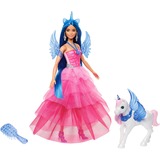 Mattel Barbie - Poupée licorne avec cheveux bleus, robe rose et licorne 