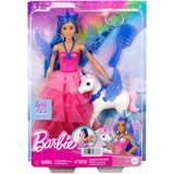 Mattel Barbie - Poupée licorne avec cheveux bleus, robe rose et licorne 