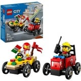 LEGO City - Kit de voiture de course: camion de livraison de pizzas contre camion de pompiers, Jouets de construction 60458 | set de course de caisses à savon