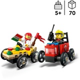 LEGO City - Kit de voiture de course: camion de livraison de pizzas contre camion de pompiers, Jouets de construction 60458 | set de course de caisses à savon