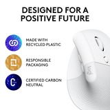Logitech Lift souris ergonomique vertical - Droitier Blanc/Gris clair, 4000 dpi, Bluetooth