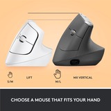 Logitech Lift souris ergonomique vertical - Droitier Blanc/Gris clair, 4000 dpi, Bluetooth