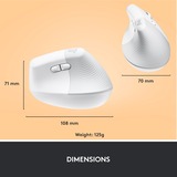 Logitech Lift souris ergonomique vertical - Droitier Blanc/Gris clair, 4000 dpi, Bluetooth