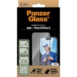 PanzerGlass iPhone 16 - Ultra-Wide Fit, Film de protection Transparent/Noir