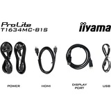 iiyama ProLite T1634MC-B1S 16" Moniteur tactile Noir (Mat), 1x DisplayPort, 1x HDMI, 1x VGA