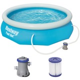 Bestway Fast Set Piscine autoportante Pool, set avec pompe 3.05m x 76cm Bleu/Bleu clair, set avec pompe 3.05m x 76cm, 3638 L, Piscine gonflable, Bleu, 11,1 kg