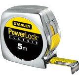 Stanley Mètre ruban ABS Powerlock, Mètre à ruban Chrome, 5 mètres, largeur 19 mm