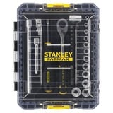 Stanley Set de clés à douille 1/4" FATMAX TSTAK, Clés mixtes à cliquet Noir/Jaune, 48 pièces