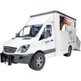 bruder Camion Transport animal Mercedes Benz blanc avec un Cheval, Modèle réduit de voiture 2533