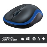 Logitech Wireless Mouse M185, Souris Bleu, Ambidextre, Optique, RF sans fil, 1000 DPI, Noir, Bleu, Vente au détail