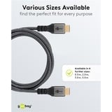 goobay Plus Câble HDMI ultra haut débit Gris, 1 mètre