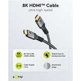 goobay Plus Câble HDMI ultra haut débit Gris, 1 mètre