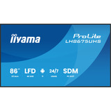 iiyama ProLite LH8675UHS-B2AG, Affichage public Noir (Mat), 3x HDMI | 1x DisplayPort | LAN | WiFi | 24/7