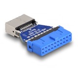 DeLOCK USB 3.2 Gen 1 Adapter Pin Header female to internal Key A female, Adaptateur Bleu