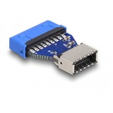 DeLOCK USB 3.2 Gen 1 Adapter Pin Header female to internal Key A female, Adaptateur Bleu