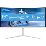 Philips Evnia 34M2C5501A 34" Moniteur UltraWide gaming incurvé  Blanc, 180 Hz, HDMI, DisplayPort, Audio, AMD FreeSync