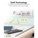 goobay 68W GaN USB-C PD Multiport Quick Charger Blanc, 2x USB-C, 2x USB-A