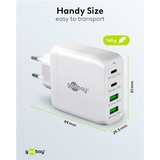 goobay 68W GaN USB-C PD Multiport Quick Charger Blanc, 2x USB-C, 2x USB-A