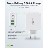 goobay 68W GaN USB-C PD Multiport Quick Charger Blanc, 2x USB-C, 2x USB-A