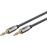 goobay Câble de connexion stéréo auxiliaire 3,5 mm Plus Audio Noir/Argent, 5 mètres