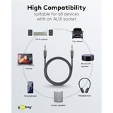 goobay Câble de connexion stéréo auxiliaire 3,5 mm Plus Audio Noir/Argent, 5 mètres