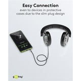 goobay Câble de connexion stéréo auxiliaire 3,5 mm Plus Audio Noir/Argent, 5 mètres