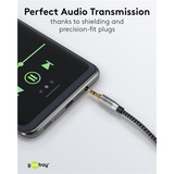 goobay Câble de connexion stéréo auxiliaire 3,5 mm Plus Audio Noir/Argent, 5 mètres