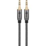 goobay Câble de connexion stéréo auxiliaire 3,5 mm Plus Audio Noir/Argent, 5 mètres