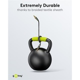 goobay Câble de connexion stéréo auxiliaire 3,5 mm Plus Audio Noir/Argent, 5 mètres