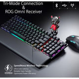 ASUS ROG Strix Scope II 96 Wireless, clavier gaming Noir, Layout BE, ROG NX Snow, BE Lay-out, ROG NX Snow, 96%, RGB LED, Hot-swappable, Bluetooth / 2.4GHz / USB 2.0