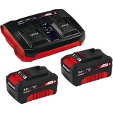 Einhell Power X Change 2x 3.0 Ah Starter-Kit & Twincharger Kit, Chargeur Noir/Rouge
