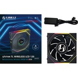 Lian Li UNI FAN TL120 LCD Reverse Blade Wireless Single Pack, Ventilateur de boîtier Noir, 4 broches PWM + 1x 9 broches USB