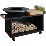 OFYR Island Black 100 PRO Bois de Teck, Barbecue Noir/bois, Ø 100 cm