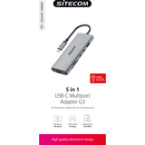 Sitecom Adaptateur multiport USB-C 5 en 1, Station d'accueil Gris