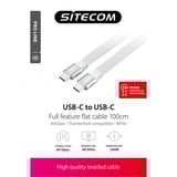 Sitecom USB-C to USBC Full feature Flat wh, Câble Blanc