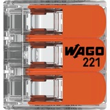 Wago Borne de raccordement Serie 221 COMPACT - 3x6 mm², Pince Transparent/Orange, 30 pièces