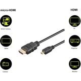 goobay High Speed HDMI > Micro-HDMI, Adaptateur Noir, 1,5 mètres, 4K