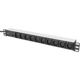 Digitus Bâti de prises 19" C13 avec profilé d'aluminium 1HE, 10 fois, Multiprise Noir/en aluminium