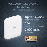 Netgear WAX620 - AX3600 Dual Band PoE + Multi-Gig, Point d'accès Blanc, WiFi 6