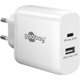 goobay 45W GaN USB-C PD Dual Fast Charger, Chargeur Blanc