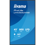 iiyama ProLite LH4366UHSB-B1AG, Affichage public Noir, HDMI, USB-C, LAN, Wi-Fi, Audio, Android