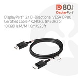 Club 3D DisplayPort 2.1 Bi-Directionnel Certifié VESA DP80, Câble 1,6 mètre