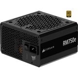 Corsair RM750e (2024), 750 Watt alimentation  Noir, 1x 12VHPWR, 1x PCIe, Gestion des câbles