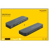 DeLOCK Switch KVM HDMI 4K 60 Hz avec USB et audio 
