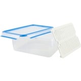 Emsa Bac de fraîcheur Clip & Close 3,7 L, Boîte Transparent/Bleu, rectangulaire, avec bac de récupération
