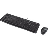 Logitech MK120, set de bureau Noir, Layout UE (QWERTY), Rubberdome, Vente au détail