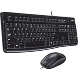 Logitech MK120 set de bureau Noir, Layout EU (QWERTY), Rubberdome