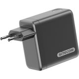 Sitecom 140W GaN Power Delivery chargeur mural avec affichage LED Noir, 2x USB-C, 1x USB-A, 2 mètres