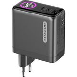 Sitecom 140W GaN Power Delivery chargeur mural avec affichage LED Noir, 2x USB-C, 1x USB-A, 2 mètres