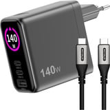 Sitecom Chargeur 140 W GaN Power Delivery avec écran LED Noir, 2x USB-C, 1x USB-A, 2 mètres